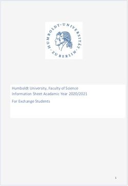 Humboldt University, Faculty of Science Information Sheet Acadamic Year 2020/2021 For Exchange Students