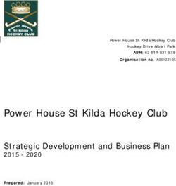 Power House St Kilda Hockey Club - Strategic Development and Business Plan 2015 2020 - Powerhouse Hockey Club