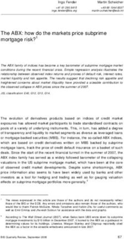 The ABX: how do the markets price subprime mortgage risk?1