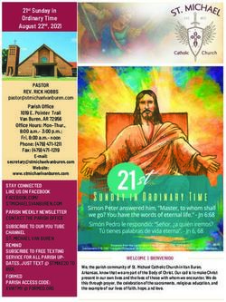 21st Sunday in Ordinary Time August 22nd, 2021