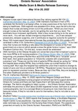 Ontario Nurses' Association Weekly Media Scan & Media Release Summary - Local 80
