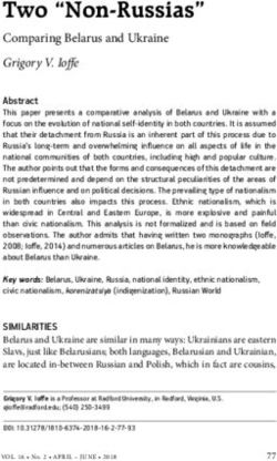 Two "Non-Russias" Comparing belarus and ukraine Grigory V. Ioffe - Russia in Global Affairs