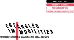UNIVERSITY OF VIENNA RESEARCH PLATFORM 18.03 - 20.3.2021 MOBILE CULTURES AND SOCIETIES - Entangled Im/Mobilities Conference 2021