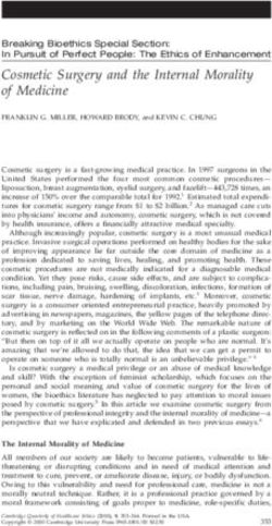Cosmetic Surgery and the Internal Morality of Medicine