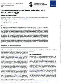 The Mediterranean Fruit Fly (Diptera: Tephritidae), a Key Pest of Citrus in Egypt