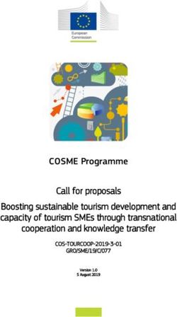 COSME Programme Call for proposals Boosting sustainable tourism development and capacity of tourism SMEs through transnational cooperation and ...