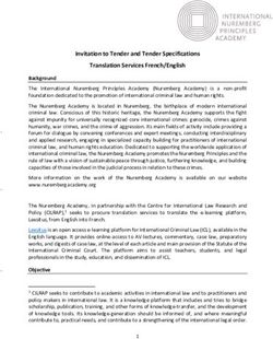 Invitation to Tender and Tender Specifications Translation Services French/English