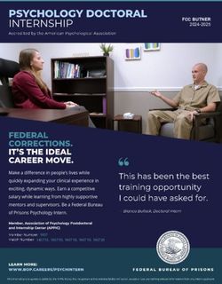 FCC BUTNER 2024-2025 FCC Butner Psychology Doctoral Internship - Federal Bureau of Prisons