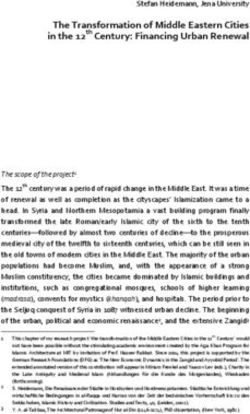 The Transformation of Middle Eastern Cities in the 12th Century: Financing Urban Renewal