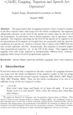 (A&B). Gapping, Negation and Speech Act Operators