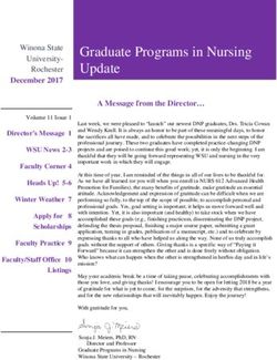 Graduate Programs in Nursing Update - A Message from the Director - Winona State University