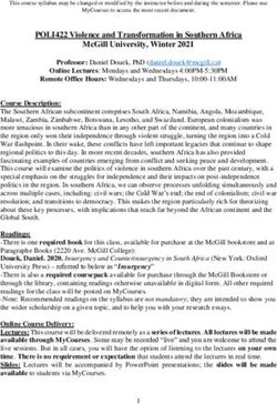 POLI422 VIOLENCE AND TRANSFORMATION IN SOUTHERN AFRICA MCGILL UNIVERSITY, WINTER 2021