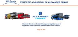 STRATEGIC ACQUISITION OF ALEXANDER DENNIS - May 28, 2019 Alexander Dennis is a Scotland headquartered global leader of lightweight single and ...