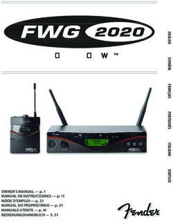 UHF Wireless System - OWNER'S MANUAL - p. 1 MANUAL DE INSTRUCCIONES - p. 11 MODE D'EMPLOI - p. 21 MANUAL DO PROPRIETÁRIO - p. 31 MANUALE UTENTE ...