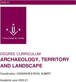ARCHAEOLOGY, TERRITORY AND LANDSCAPE - DEGREE CURRICULUM ACADEMIC YEAR 2020-21 - UDL