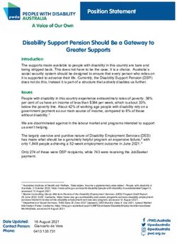 Position Statement Disability Support Pension Should Be a Gateway to Greater Supports