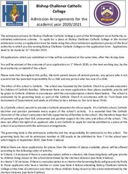 Bishop Challoner Catholic College - Admission Arrangements for the academic year 2020/2021