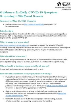 Guidance for Daily COVID-19 Symptom Screening of Staff and Guests