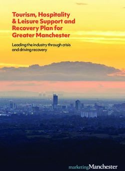 Tourism, Hospitality & Leisure Support and Recovery Plan for Greater Manchester - Leading the industry through crisis and driving recovery