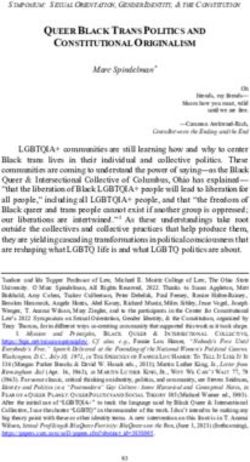 QUEER BLACK TRANS POLITICS AND CONSTITUTIONAL ORIGINALISM