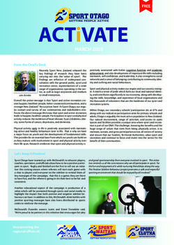 ACTIVATE MARCH 2018 - SPORT OTAGO