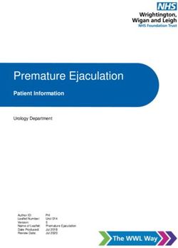 Premature Ejaculation - Patient Information Urology Department - Wrightington, Wigan and Leigh