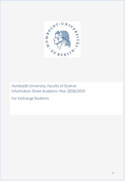 Humboldt University, Faculty of Science Information Sheet Acadamic Year 2018/2019 For Exchange Students