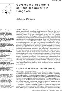 Governance, economic settings and poverty in Bangalore