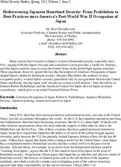 Rediscovering Japanese Homeland Security: From Prohibition to Best-Practices since America's Post-World War II Occupation of