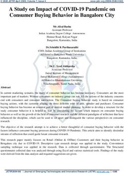 A Study on Impact of COVID-19 Pandemic on Consumer Buying Behavior in Bangalore City