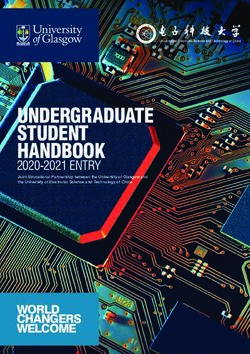 UNDERGRADUATE STUDENT HANDBOOK - 2020-2021 ENTRY - WORLD CHANGERS WELCOME
