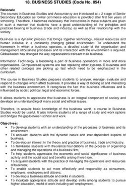 BUSINESS STUDIES (Code No. 054) - CBSE Academic