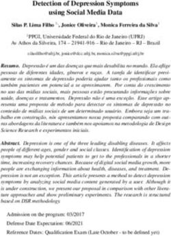 Detection of Depression Symptoms using Social Media Data - SBBD