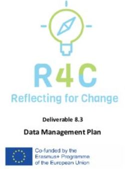Data Management Plan Deliverable 8.3 - Reflecting for ...