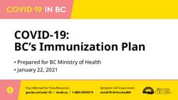 COVID-19: BC's Immunization Plan - Prepared for BC Ministry of Health January 22, 2021