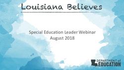 Special Education Leader Webinar August 2018 - Louisiana Believes
