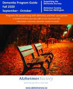 Dementia Program Guide Fall 2020 September - October - Alzheimer Society