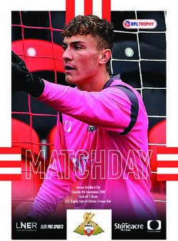 MATCHDAY versus Bradford City Tuesday 8th September 2020 Kick off 7.30pm - EFL Trophy Special Edition // Issue One