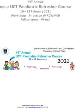 Hybrid UCT Paediatric Refresher Course 10 - 12 February 2021 Workshops: in-person @ RCWMCH Full congress: Virtual