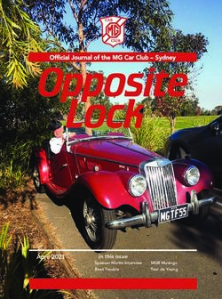April 2021 In this issue - Spencer Martin Interview Boot Trouble - The MG Car Club Sydney