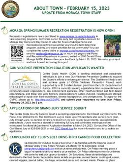 ABOUT TOWN - FEBRUARY 15, 2023 - UPDATE FROM MORAGA TOWN STAFF - Town of Moraga