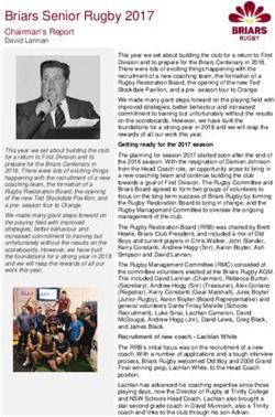 Briars Senior Rugby 2017 - Chairman's Report David Lannan - Briars Sports Club