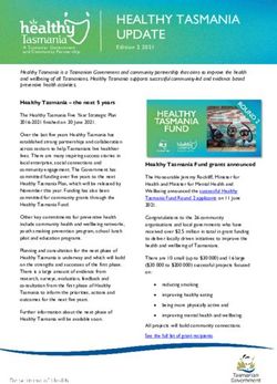 HEALTHY TASMANIA UPDATE - TAS Health