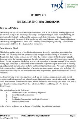 POLICY 2.1 INITIAL LISTING REQUIREMENTS