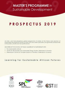 PROSPECTUS 2019 MASTER'S PROGRAMME IN - SUSTAINABLE DEVELOPMENT - STELLENBOSCH UNIVERSITY