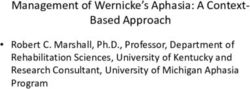 Management of Wernicke's Aphasia: A Context Based Approach - Robert C. Marshall, Ph.D., Professor, Department of Rehabilitation Sciences ...