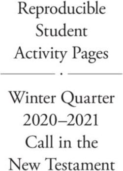Reproducible Student Activity Pages Winter Quarter 2020-2021 Call in the New Testament - Standard Publishing