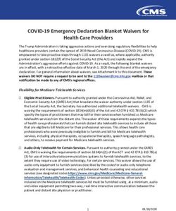 COVID-19 Emergency Declaration Blanket Waivers for Health Care Providers - CMS