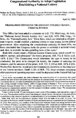 Congressional Authority to Adopt Legislation Establishing a National Lottery