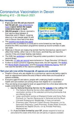 Coronavirus Vaccination in Devon - Briefing #12 - 26 March 2021 Key messages - Cricketfield Surgery